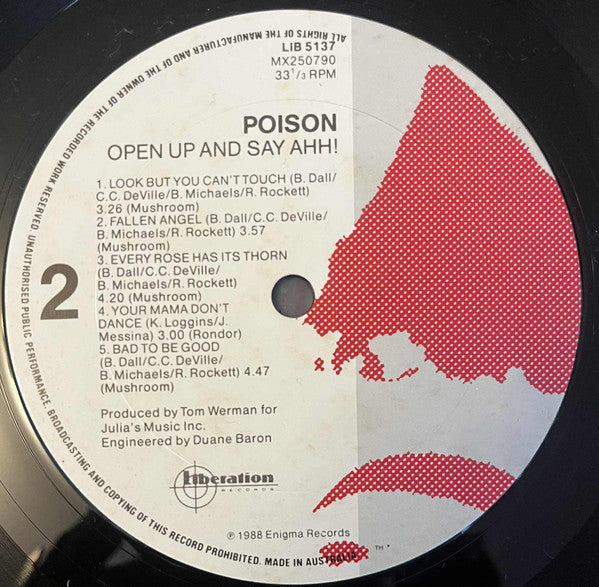 Poison – Open Up And Say... Ahh! LP vinyl record, image 5 of 6
