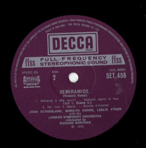 Marilyn Horne, Joan Sutherland, London Symphony Orchestra, Richard Bonynge – Duets From Semiramide, Norma LP vinyl record, image 4 of 4