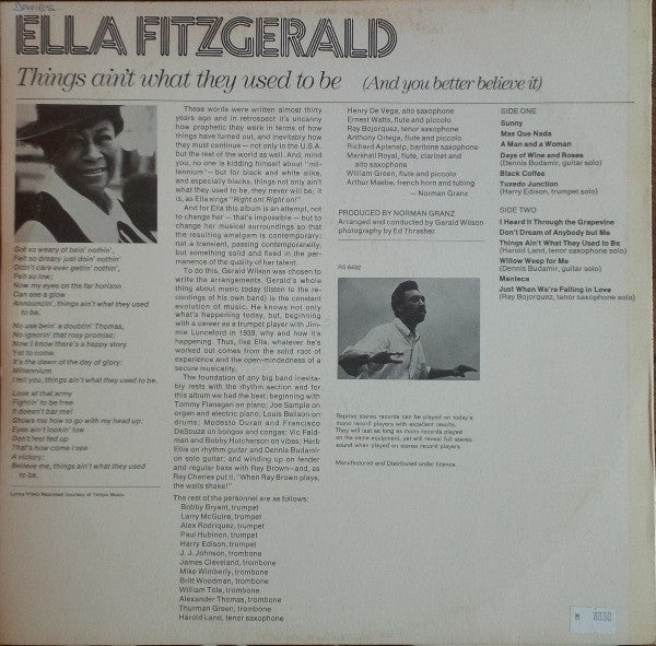 Ella Fitzgerald – Things Ain't What They Used To Be (And You Better Believe It) LP vinyl record, image 2 of 4