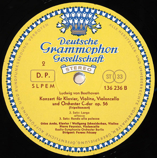 Ludwig van Beethoven, Géza Anda, Wolfgang Schneiderhan, Pierre Fournier, Radio-Symphonie-Orchester Berlin, Ferenc Fricsay – Tripelkonzert = Triple Concerto LP vinyl record, image 4 of 5