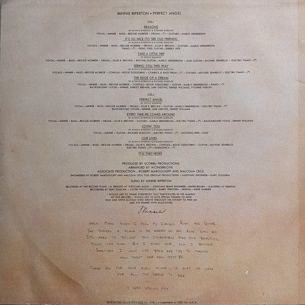 Minnie Riperton – Perfect Angel LP vinyl record, image 2 of 4