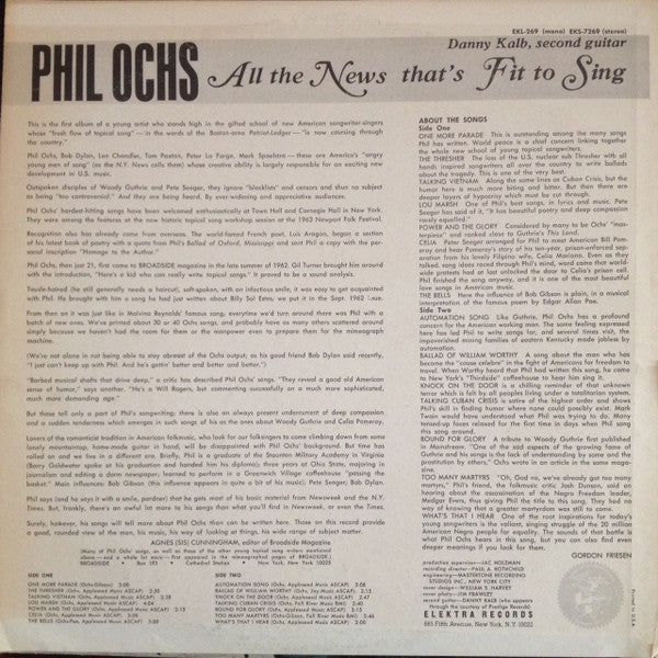 Phil Ochs – All The News That's Fit To Sing LP vinyl record, image 2 of 4