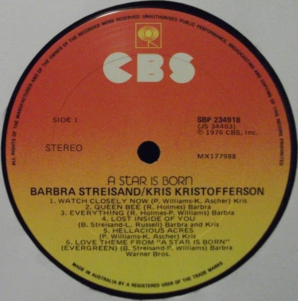 Barbra Streisand, Kris Kristofferson – A Star Is Born LP vinyl record, image 4 of 7