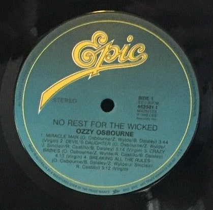 Ozzy Osbourne – No Rest For The Wicked LP vinyl record, image 3 of 8