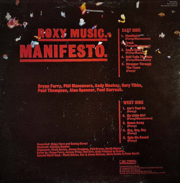 Roxy Music – Manifesto LP vinyl record, image 2 of 4