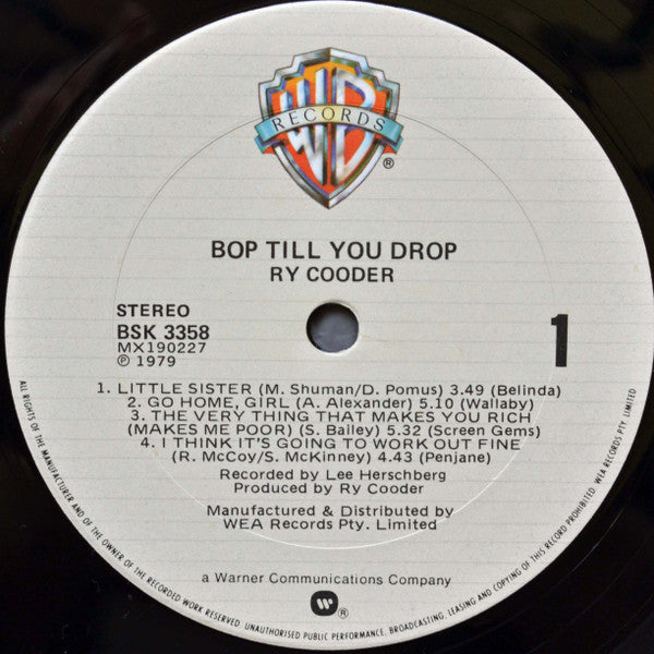 Ry Cooder – Bop Till You Drop LP vinyl record, image 4 of 5
