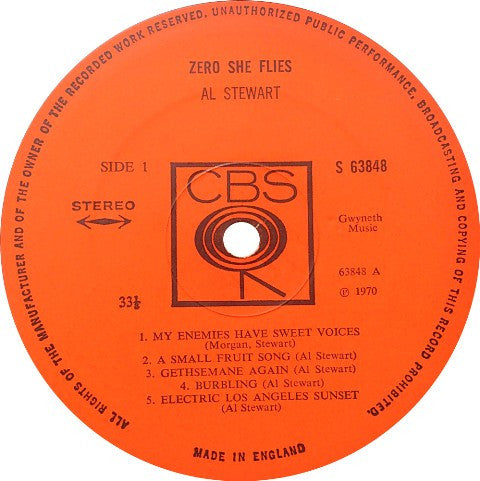 Al Stewart – Zero She Flies LP vinyl record, image 5 of 6