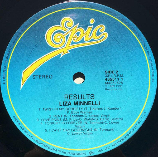Liza Minnelli – Results LP vinyl record, image 5 of 5