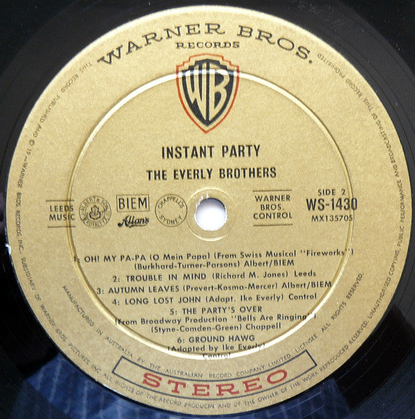 Everly Brothers – Instant Party LP vinyl record, image 4 of 4
