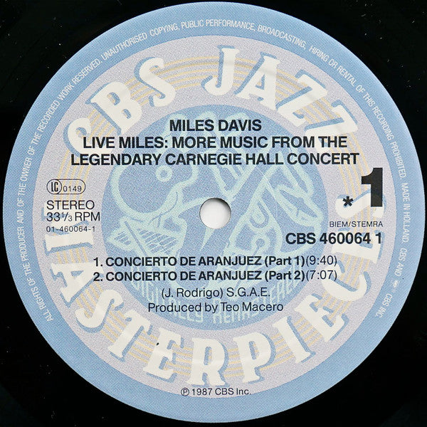 Miles Davis – Live Miles: More Music From The Legendary Carnegie Hall Concert LP vinyl record, image 6 of 7