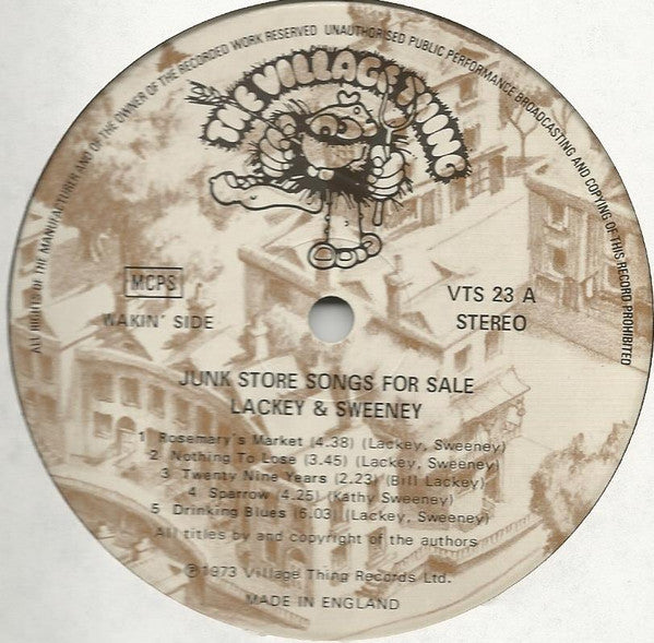 Lackey And Sweeney – Junk Store Songs For Sale LP vinyl record, image 3 of 4