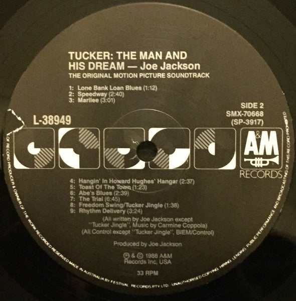 Joe Jackson – Tucker: The Man And His Dream (Original Motion Picture Soundtrack) LP vinyl record, image 4 of 4