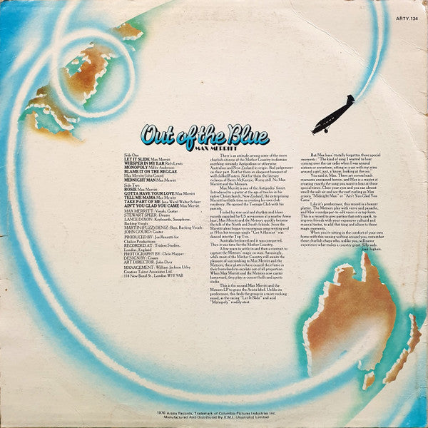 Max Merritt – Out Of The Blue LP vinyl record, image 2 of 4