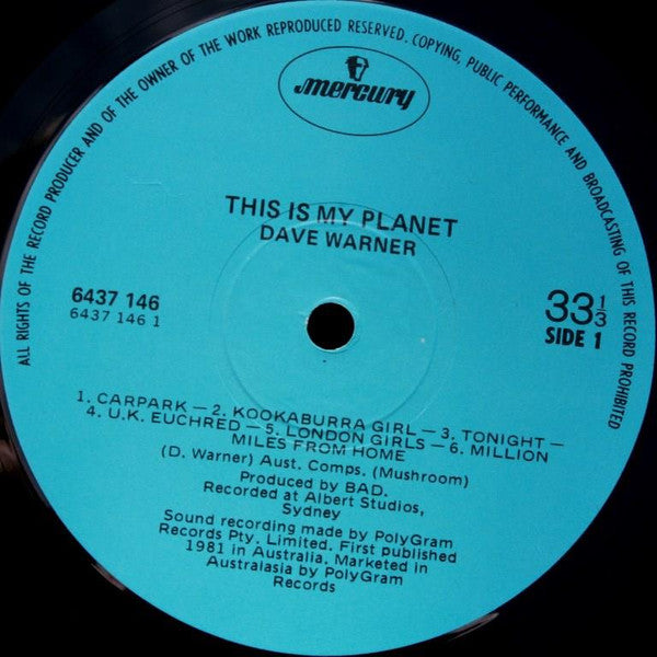 Dave Warner – This Is My Planet LP vinyl record, image 3 of 6