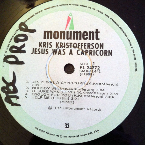 Kris Kristofferson – Jesus Was A Capricorn LP vinyl record, image 6 of 8