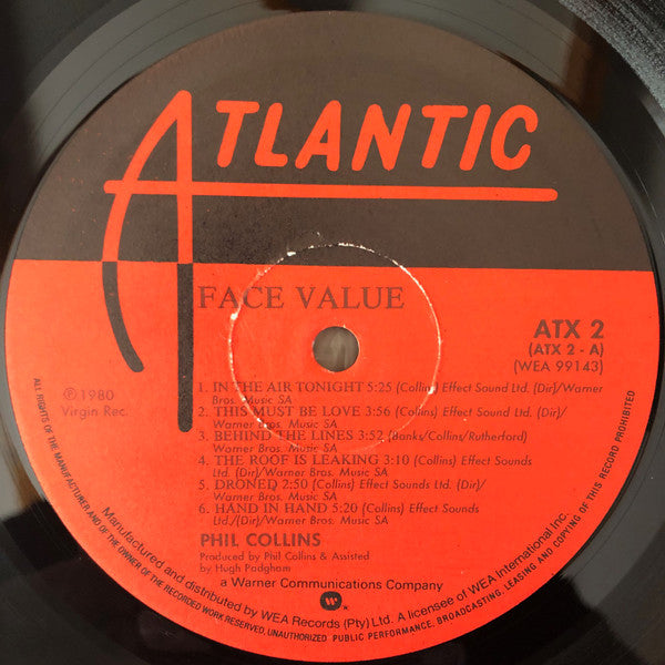 Phil Collins – Face Value LP vinyl record, image 3 of 4