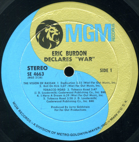 Eric Burdon & War – Eric Burdon Declares "War" LP vinyl record, image 3 of 4