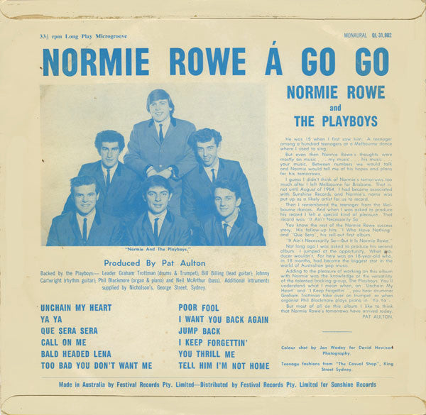Normie Rowe & The Playboys – Normie Rowe Á Go-Go LP vinyl record, image 2 of 5