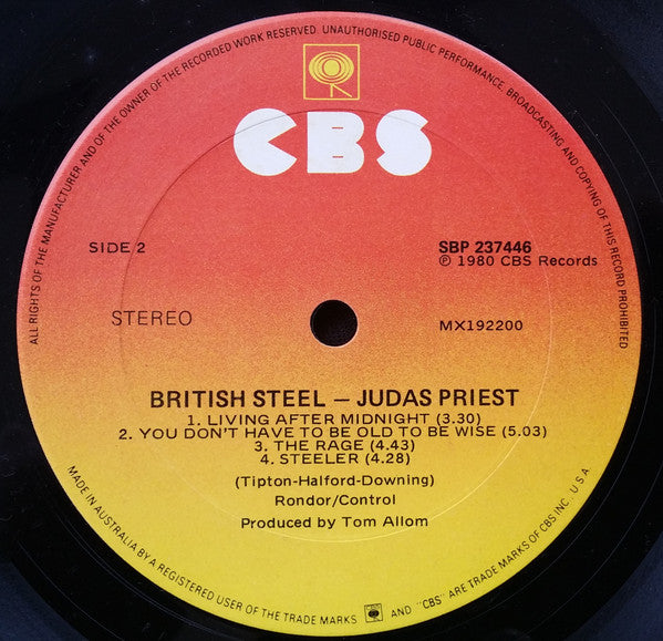 Judas Priest – British Steel LP vinyl record, image 4 of 4