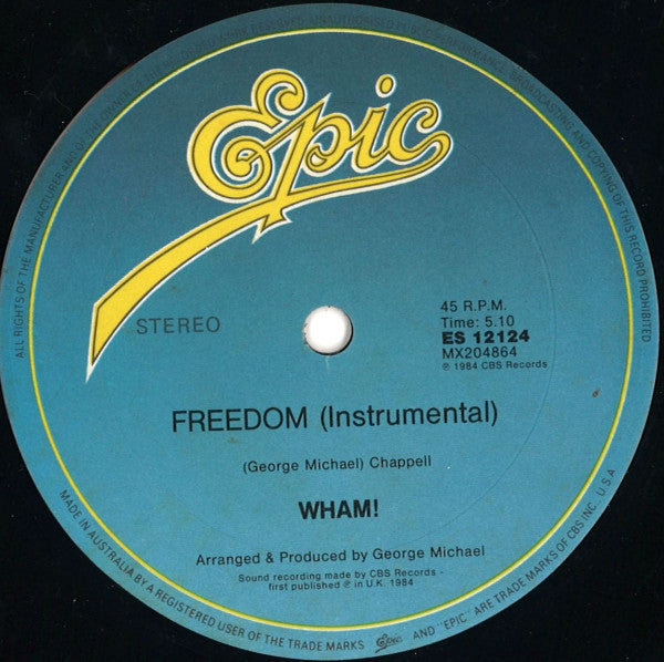 Wham! – Freedom (Long Version) 12" vinyl record, image 4 of 4
