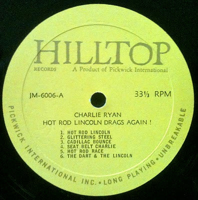 Charlie Ryan – Hot Rod Lincoln Drags Again! LP vinyl record, image 3 of 4