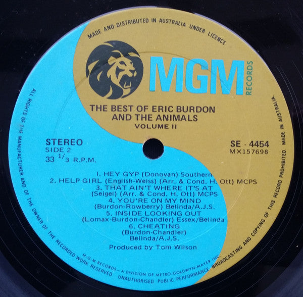 Eric Burdon & The Animals – The Best Of Eric Burdon And The Animals Vol. II LP vinyl record, image 4 of 4