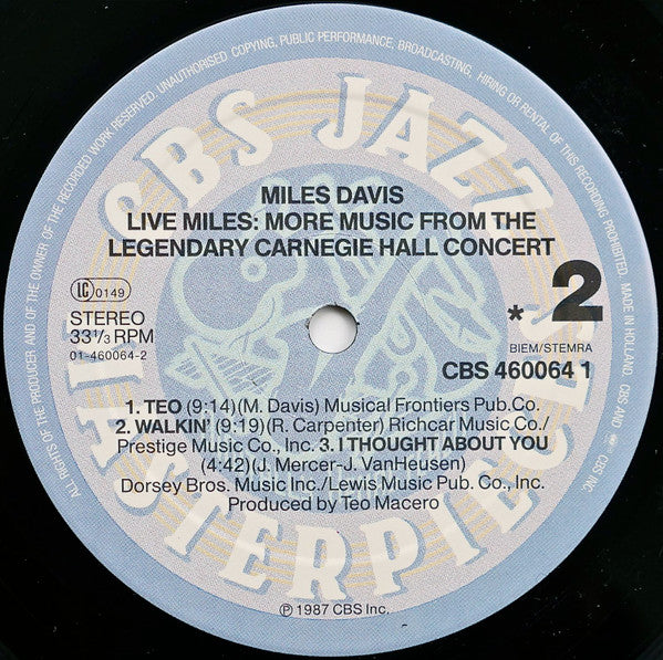Miles Davis – Live Miles: More Music From The Legendary Carnegie Hall Concert LP vinyl record, image 7 of 7