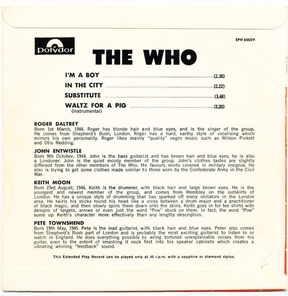 The Who – The Who 7" vinyl record, image 2 of 4