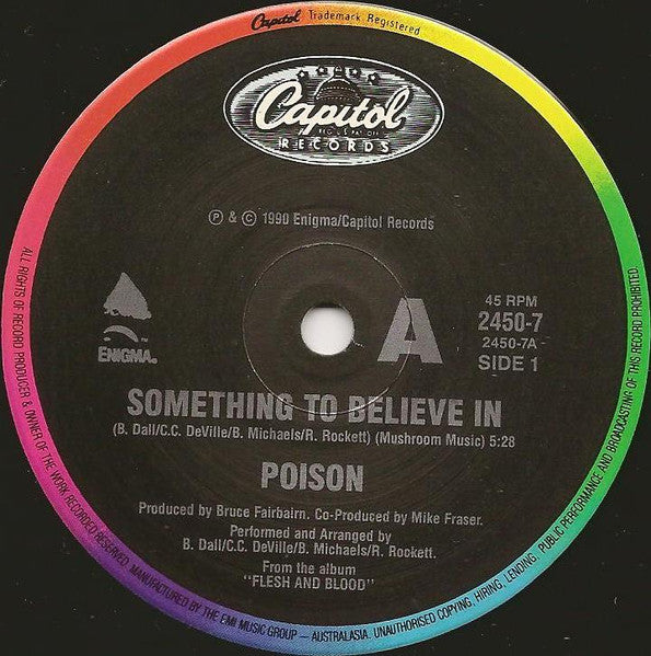 Poison – Something To Believe In 7" vinyl record, image 3 of 4