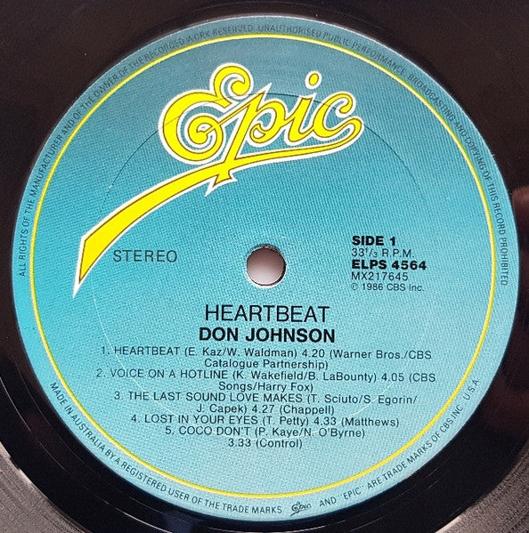 Don Johnson – Heartbeat LP vinyl record, image 7 of 8