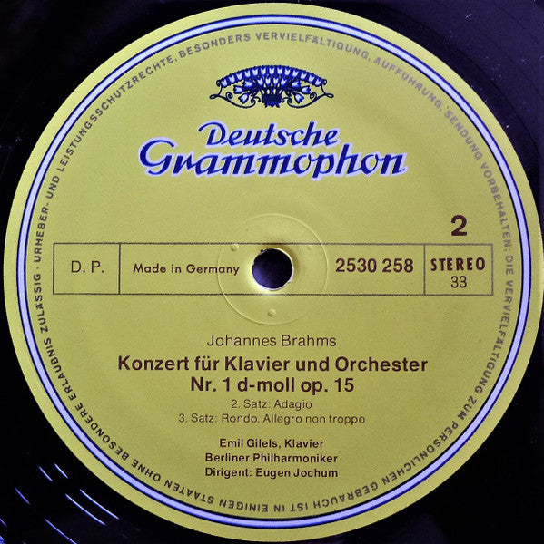 Johannes Brahms, Emil Gilels, Berliner Philharmoniker, Eugen Jochum – Die Klavierkonzerte • The Piano Concertos • Les Concertos Pour Piano (2xLP) LP vinyl record, image 4 of 10