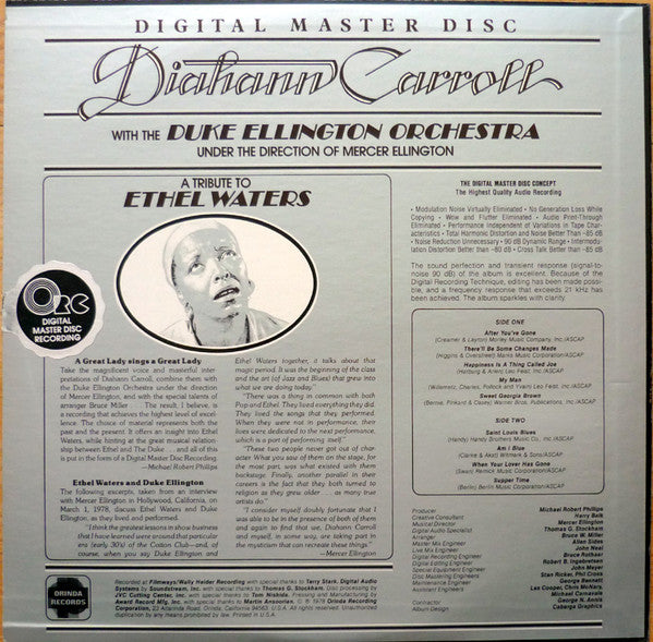 Diahann Carroll, The Duke Ellington Orchestra, Mercer Ellington – A Tribute To Ethel Waters LP vinyl record, image 3 of 10