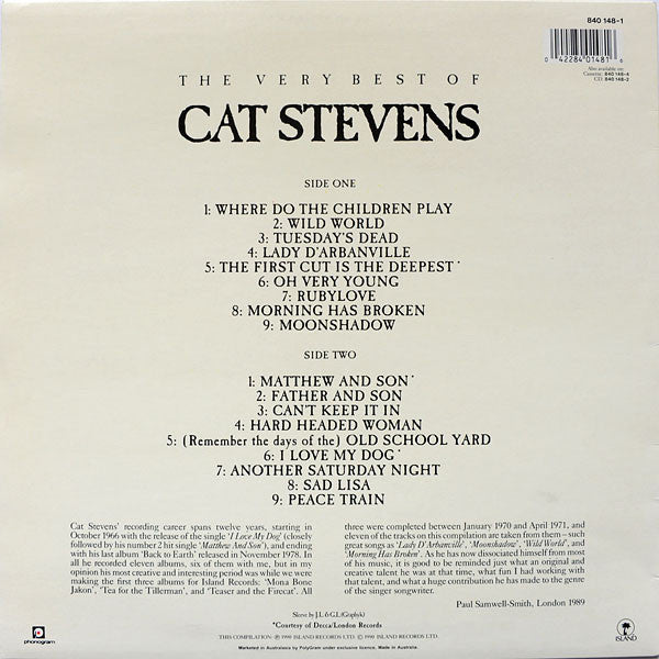 Cat Stevens – The Very Best Of Cat Stevens LP vinyl record, image 2 of 4