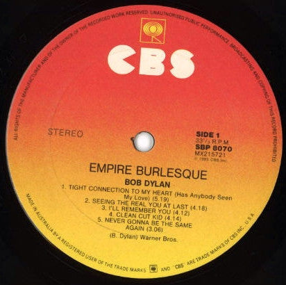Bob Dylan – Empire Burlesque LP vinyl record, image 3 of 6