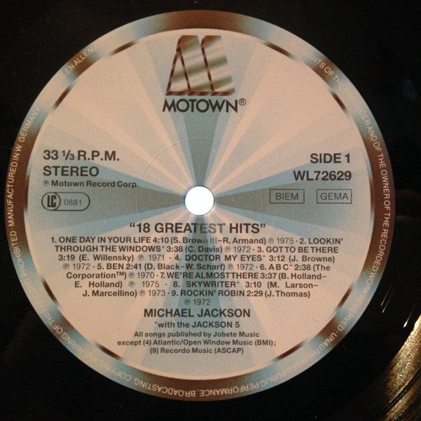 Michael Jackson, The Jackson 5 – 18 Greatest Hits LP vinyl record, image 3 of 4