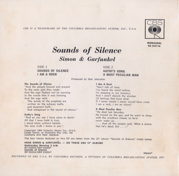 Simon & Garfunkel – Sounds Of Silence 7" vinyl record, image 2 of 4