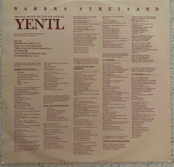 Barbra Streisand – Yentl - Original Motion Picture Soundtrack LP vinyl record, image 6 of 8
