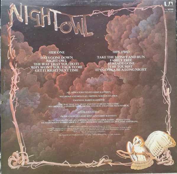 Gerry Rafferty – Night Owl LP vinyl record, image 2 of 6
