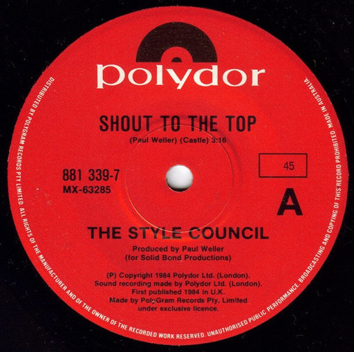 The Style Council – Shout To The Top 7" vinyl record, image 1 of 2