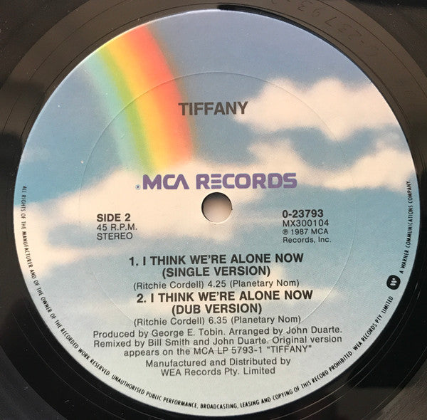 Tiffany – I Think We're Alone Now 12" vinyl record, image 2 of 3