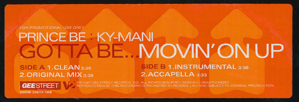 Prince Be, Kymani Marley – Gotta Be...Movin' On Up 12" vinyl record, image 3 of 3