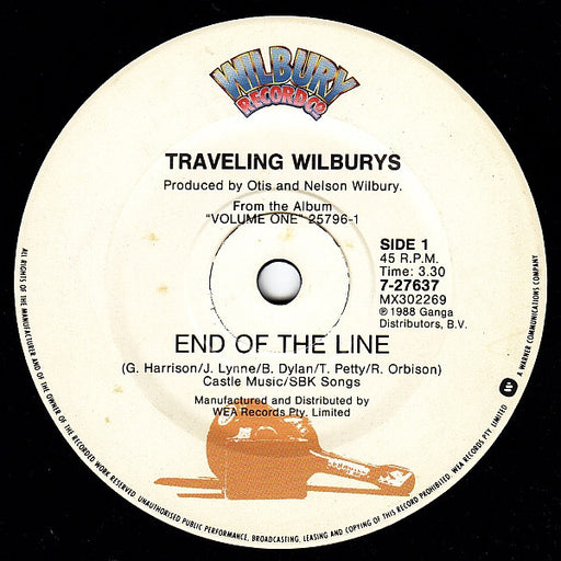 Traveling Wilburys – End Of The Line 7" vinyl record, image 1 of 2