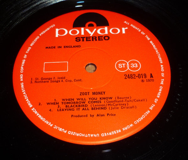 Zoot Money – Zoot Money LP vinyl record, image 4 of 5