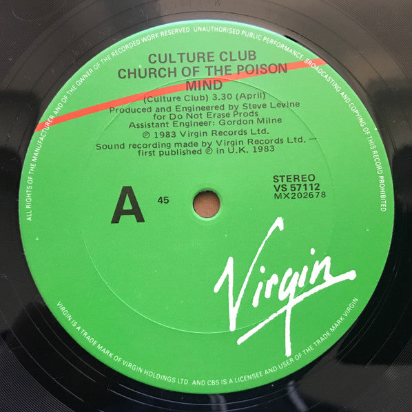 Culture Club – Church Of The Poison Mind 12" vinyl record, image 3 of 4