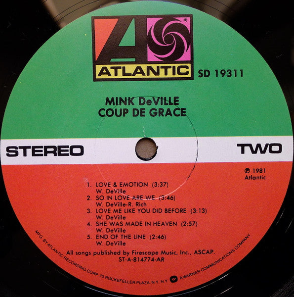 Mink DeVille – Coup De Grâce LP vinyl record, image 4 of 4