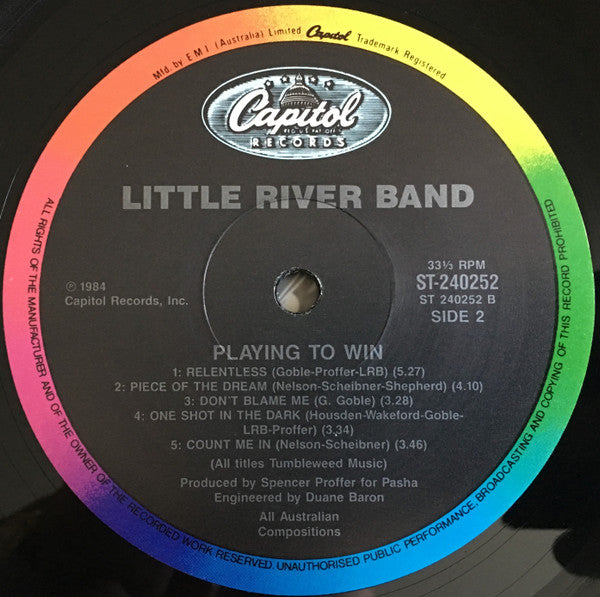 Little River Band – Playing To Win LP vinyl record, image 4 of 6