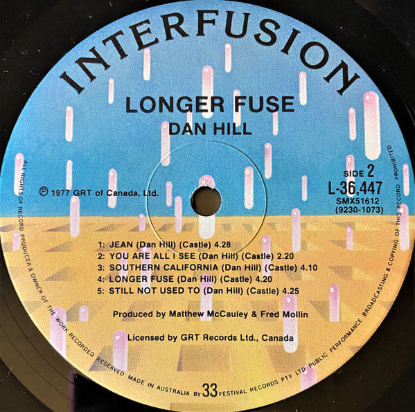 Dan Hill – Longer Fuse LP vinyl record, image 6 of 6
