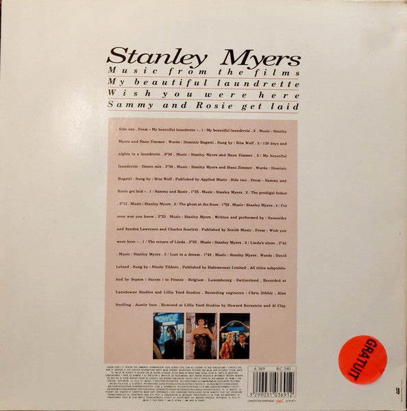 Stanley Myers – Music From The Films My Beautiful Laundrette/Wish You Were Here/Sammy And Rosie Get Laid LP vinyl record, image 3 of 7