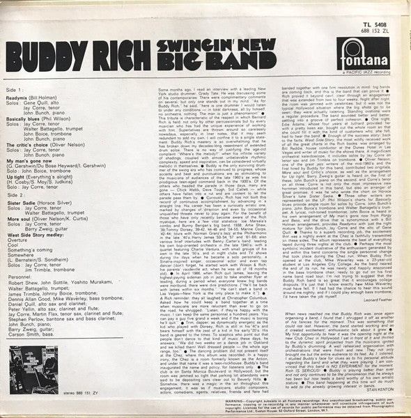 Buddy Rich – Swingin' New Big Band LP vinyl record, image 2 of 4