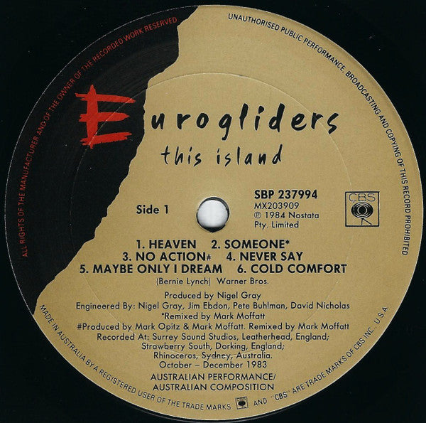 Eurogliders – This Island LP vinyl record, image 5 of 8